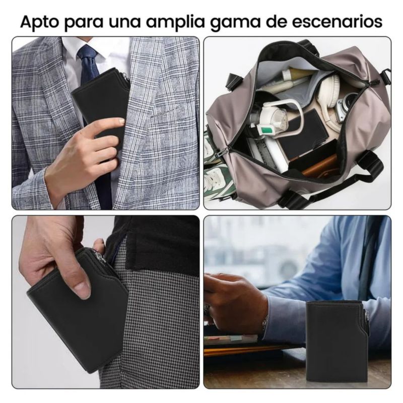 Cartera de Caballero Con Monedero Color Negro