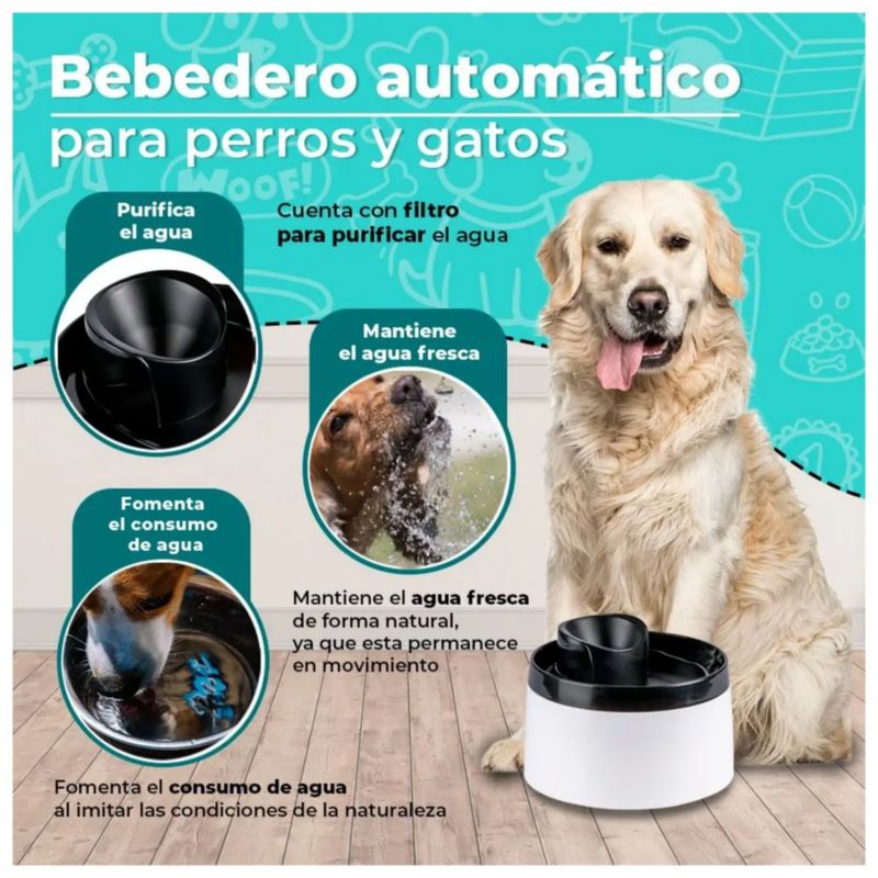 Bebedero Para Perro Tipo Fuente de 2 Lts Color Blanco