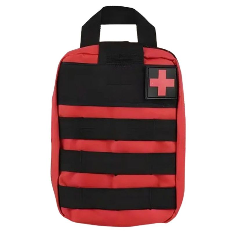 Mochila Botiquín Táctico, Diseño De Tela Nailon Color Rojo/Negro