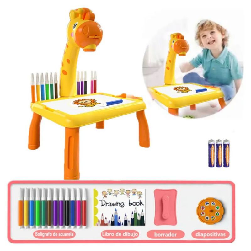 Jirafa Proyector Led De Mesa Para Niños Dibujo De Juguetes Color Amarillo