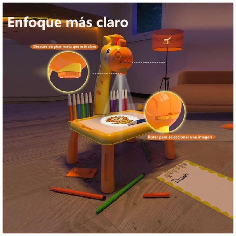 Jirafa Proyector Led De Mesa Para Niños Dibujo De Juguetes Color Amarillo