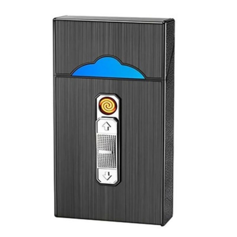 Cigarrera Con Encendedor Electrónico Usb Arco Plasma 2 Es 1 Color Negro