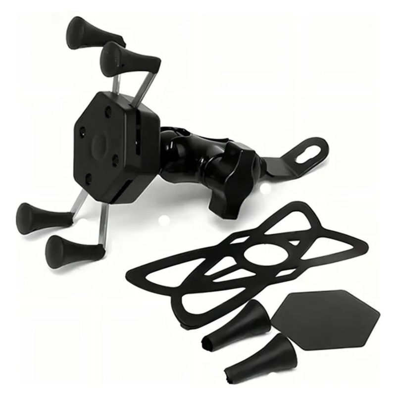 Base Soporte Porta Celular Para Moto/bicicleta Cargador Usb, Color Negro