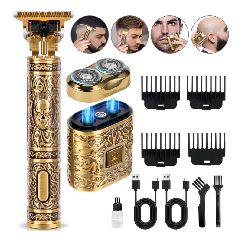 Kit De Maquina Rasuradora Barba Eléctrica Hombre 7500rpm Rasuradora, Color Dorado