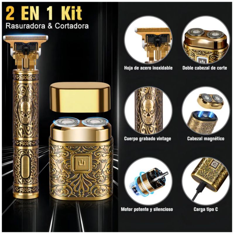 Kit De Maquina Rasuradora Barba Eléctrica Hombre 7500rpm Rasuradora, Color Dorado