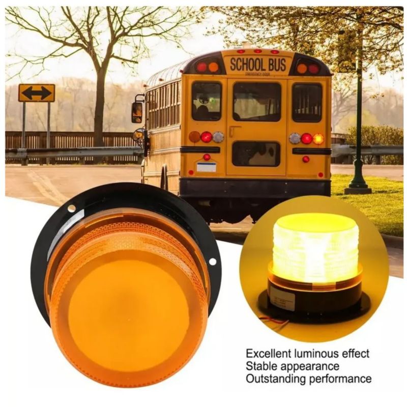Torreta Led Ambar 12~24v Estrobo C/iman 16w 12 Leds, Color Naranja