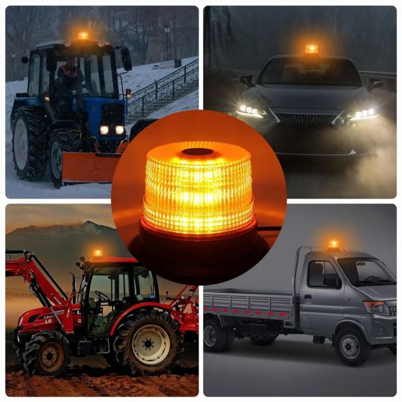 Torreta Led Ambar 12~24v Estrobo C/iman 16w 12 Leds, Color Naranja