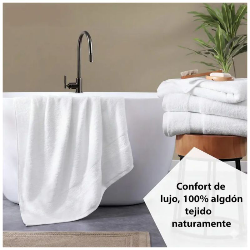 2pcs Juego De Toallas Baño Completo Grande 100% Algodón, Color Blanco
