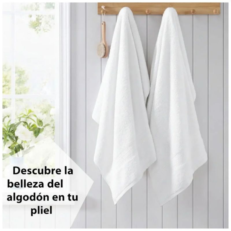 2pcs Juego De Toallas Baño Completo Grande 100% Algodón, Color Blanco