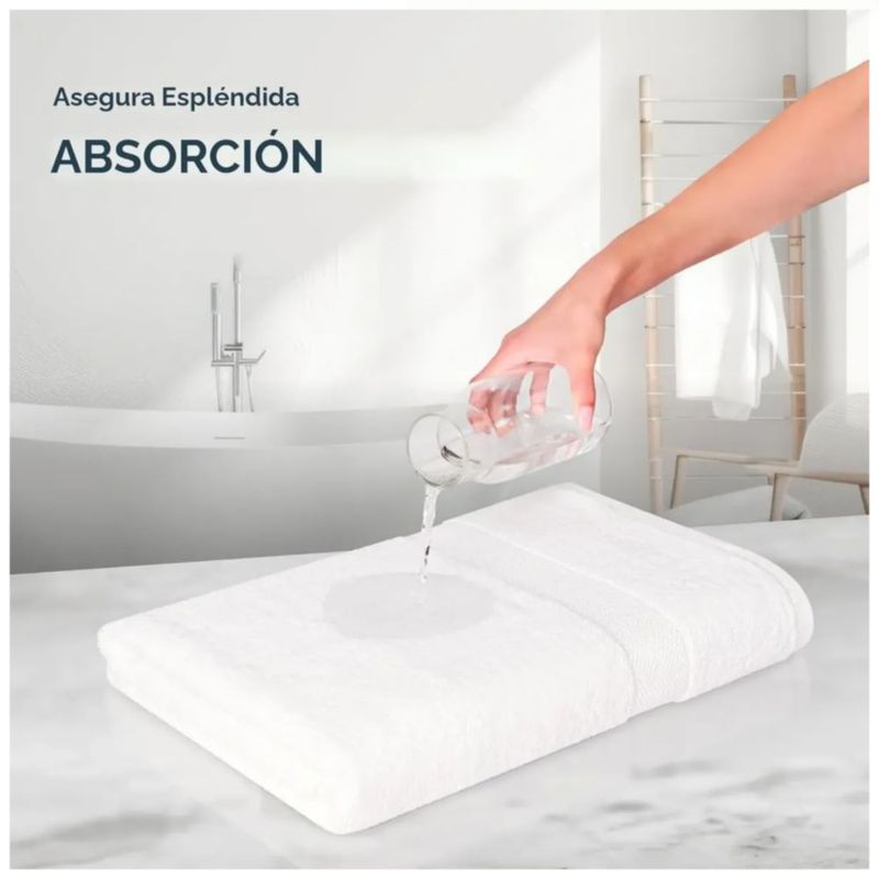 2pcs Juego De Toallas Baño Completo Grande 100% Algodón, Color Blanco