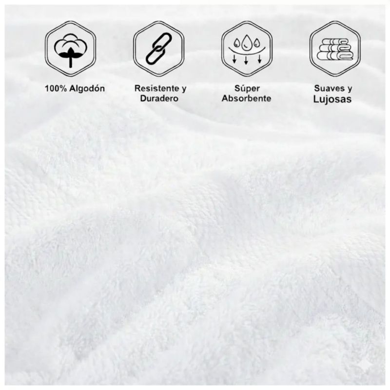 2pcs Juego De Toallas Baño Completo Grande 100% Algodón, Color Blanco