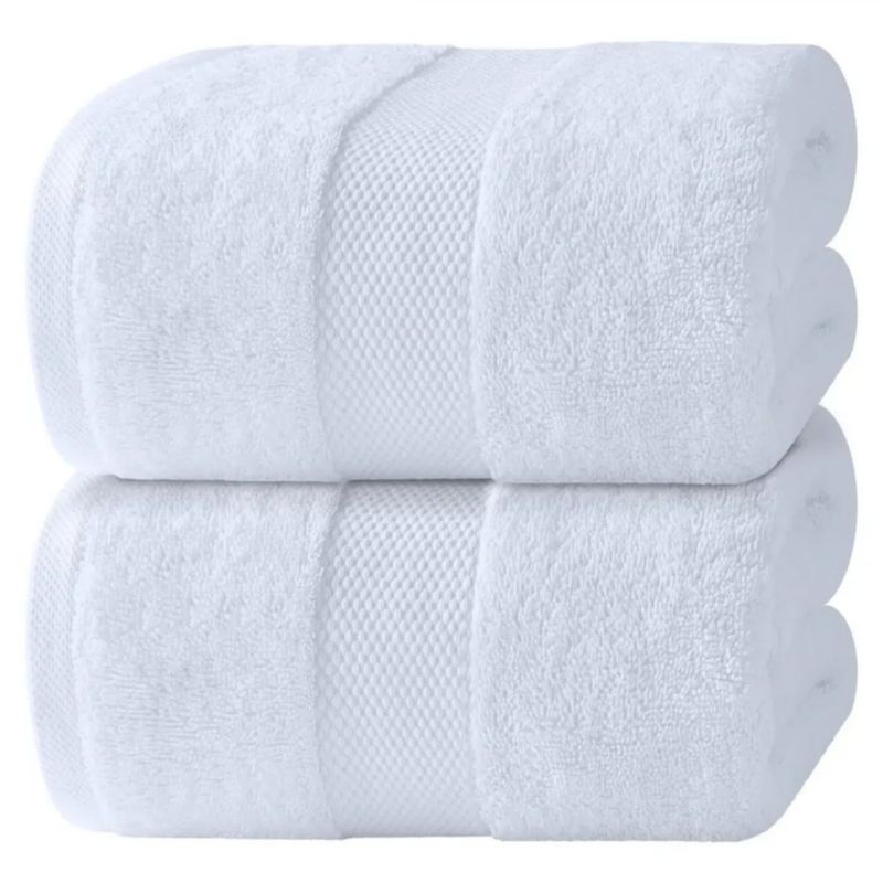 2pcs Juego De Toallas Baño Completo Grande 100% Algodón, Color Blanco