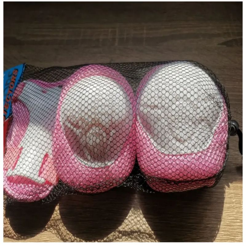 Kit De Protección De Patín Niños Bicicleta Patinar Scooter 6, Color Rosa/Blanco