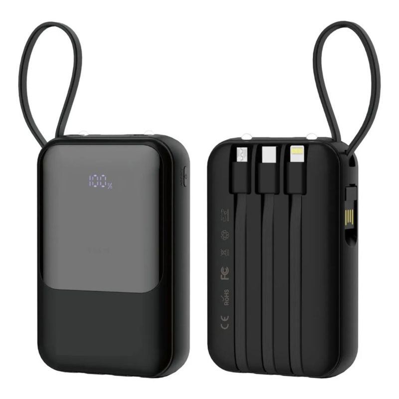 Power Bank Batería Portátil Carga Rápida Bidireccional 22.5W 10000mA,  Color Negro