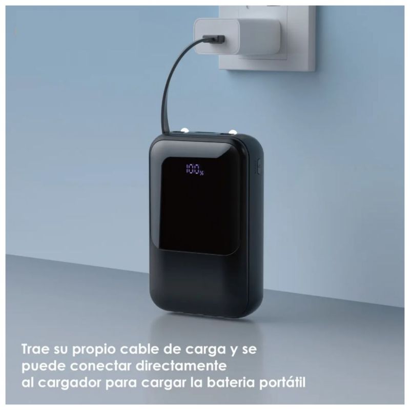 Power Bank Batería Portátil Carga Rápida Bidireccional 22.5W 10000mA,  Color Negro