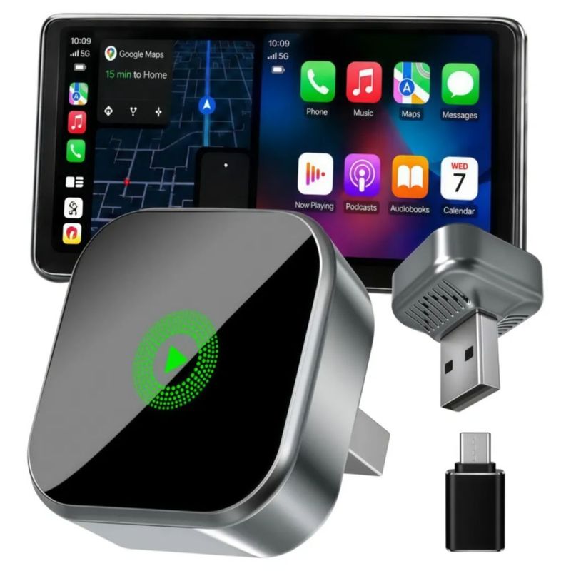 Adaptador Inalámbrico Carplay Y Android Auto 2en1 Mini, Color Gris