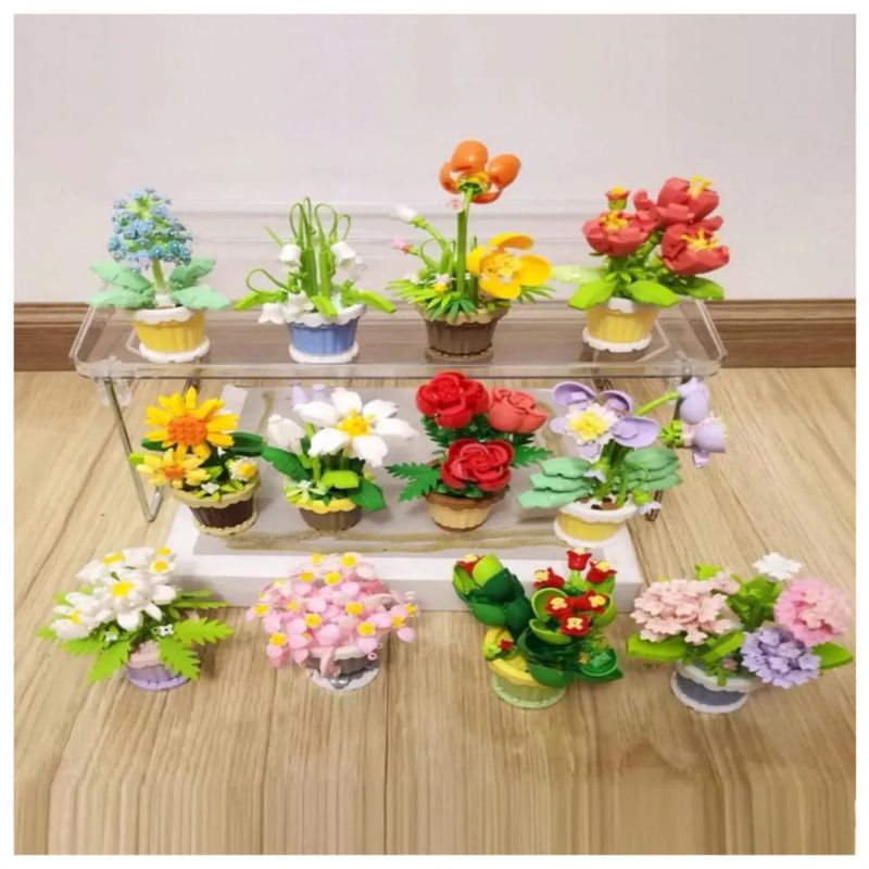 Juguetes Bloques Flores 12pz Multicolor