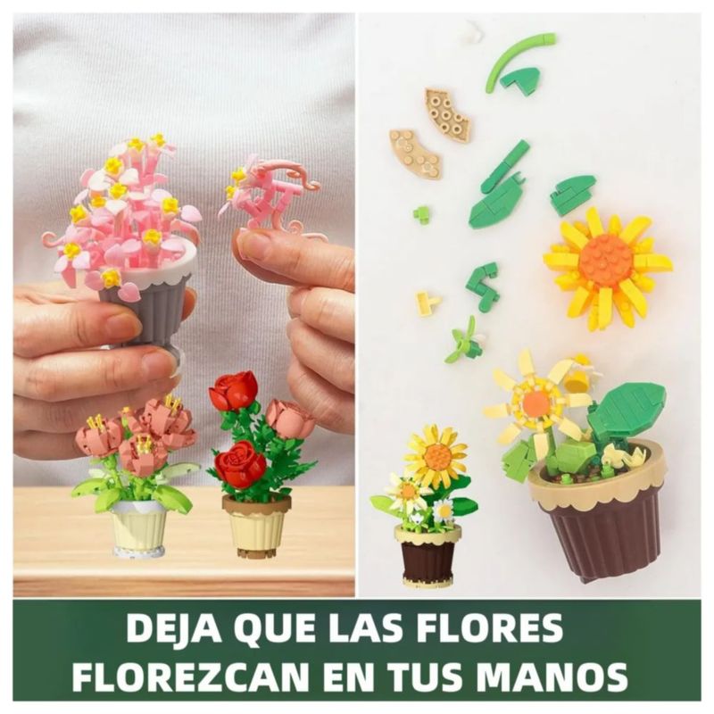 Juguetes Bloques Flores 12pz Multicolor