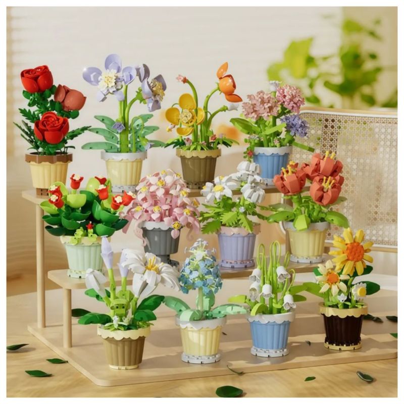 Juguetes Bloques Flores 12pz Multicolor