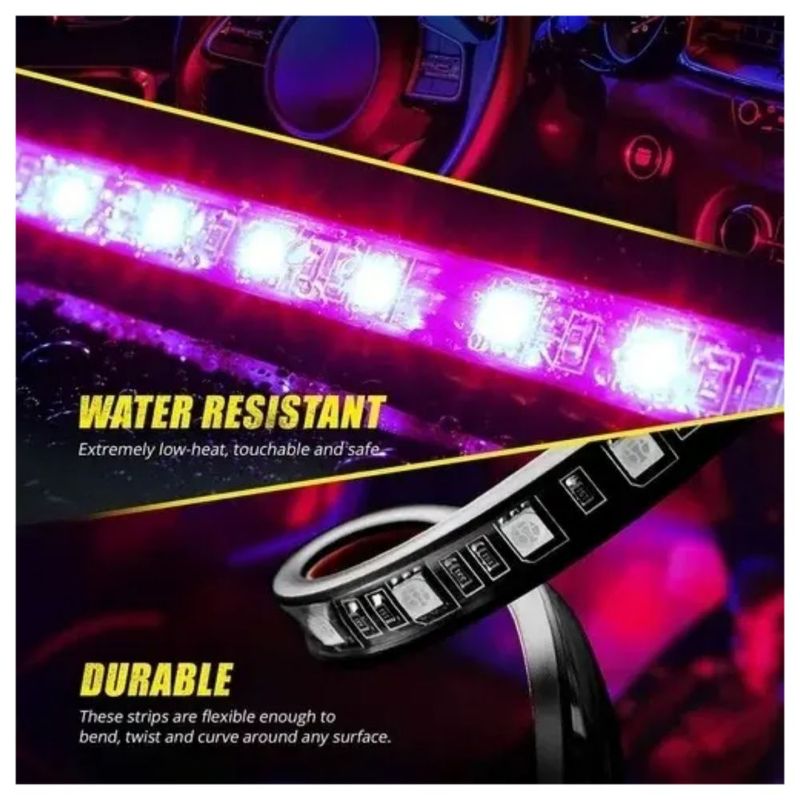 Tiras 48 Led Rgb Interior Control Remoto Luz Para Auto, Color Negro