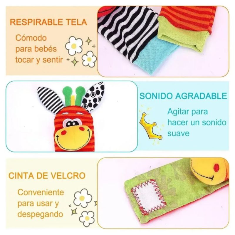 Sonajas Para Bebe Calcetines Juguete Estimulación Temprana, Multicolor