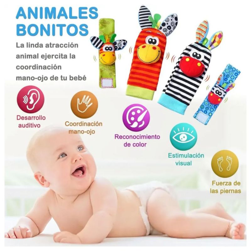 Sonajas Para Bebe Calcetines Juguete Estimulación Temprana, Multicolor