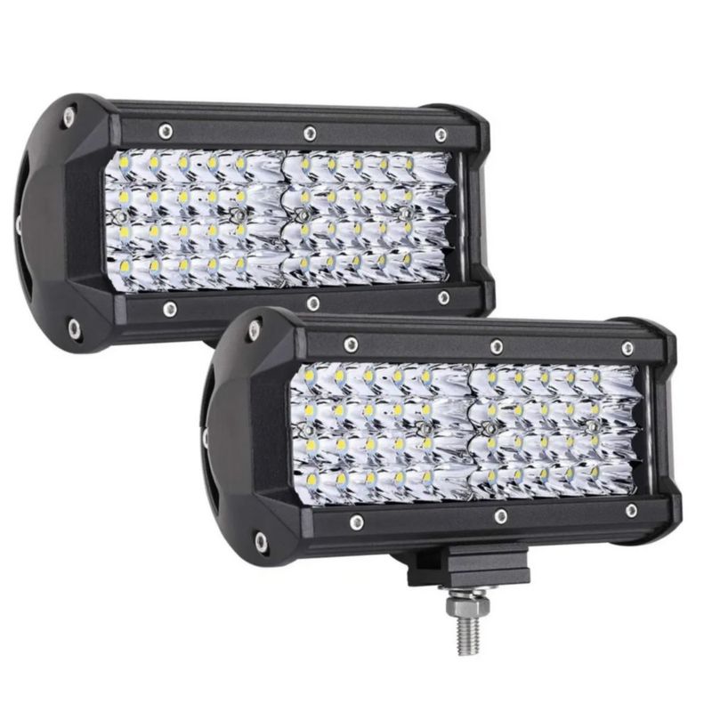 Faros Led Auxiliares , 144w, 1200lm Para Auto, Moto Cuadrados, Color Negro
