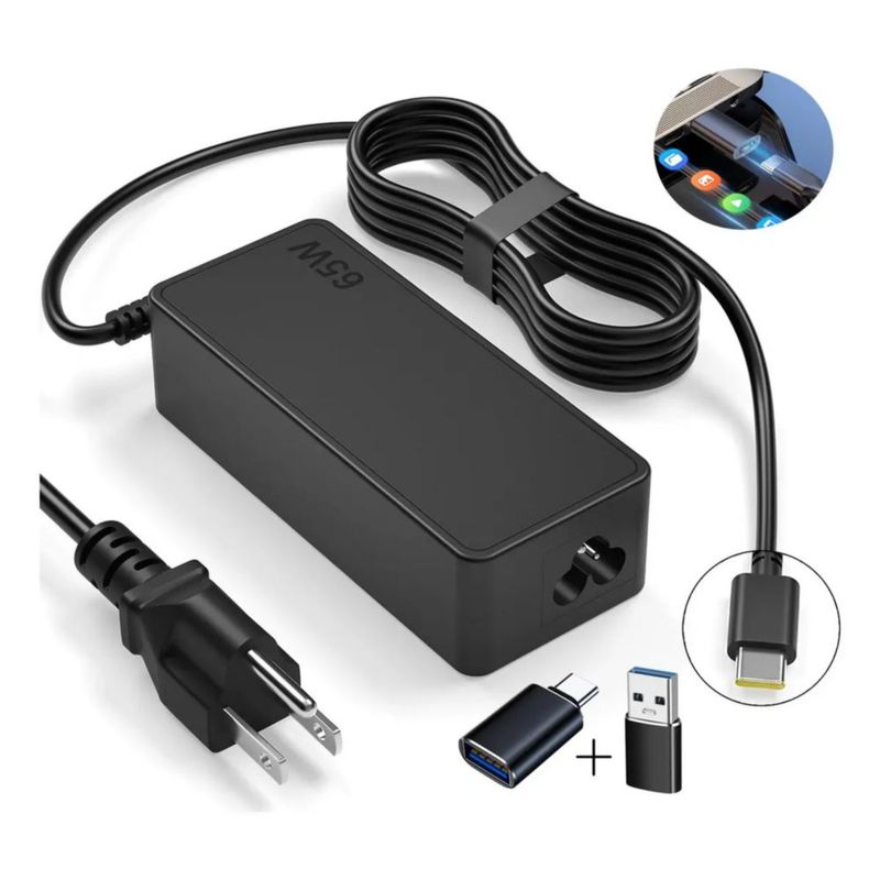 Cargador Usb Tipo C Para Hp, Dell, Huawei 20v 3.25a, Color Negro