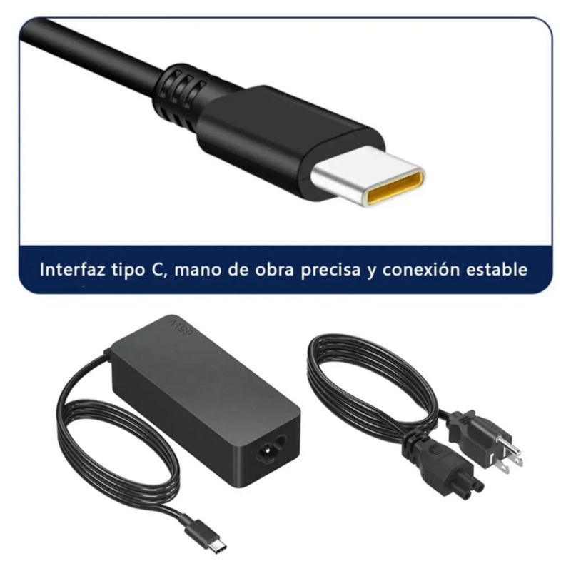 Cargador Usb Tipo C Para Hp, Dell, Huawei 20v 3.25a, Color Negro