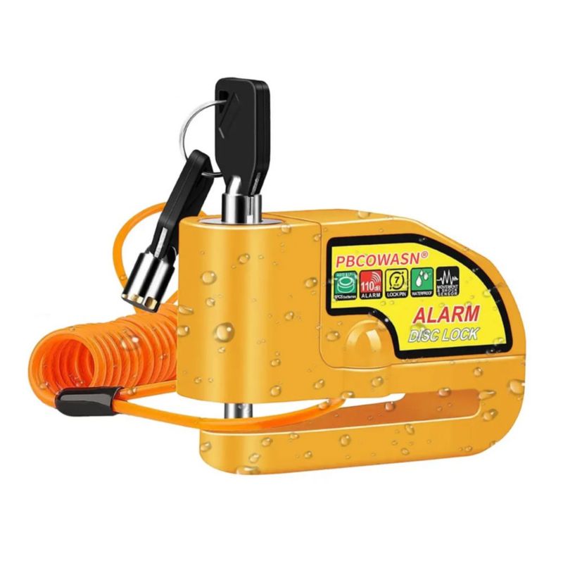 Alarma Motocicleta Bloqueo Impermeable Freno Disco Candado, Color Naranja