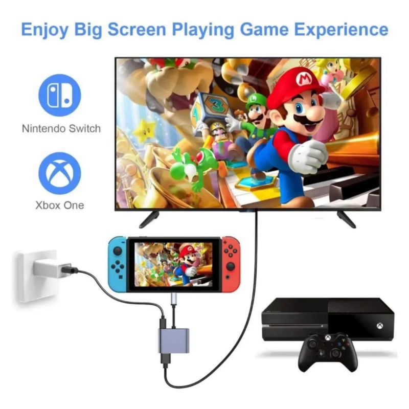 Adaptador Usb C A Hdmi Vga 4 En 1 Para Macbook/air Pro/iPad, Color Gris