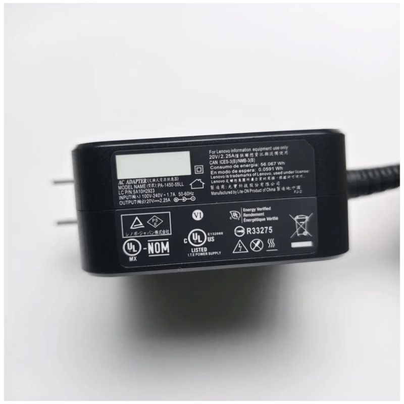 Cargador Para Lenovo 20v 2.25a 45w Tip 4.0x1.7mm Color Negro