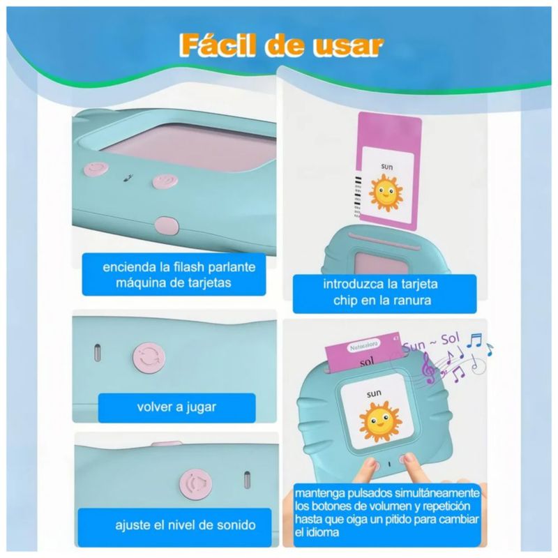 Juguete Educativo Didácticos Tarjetas Lectura  Color Rosa