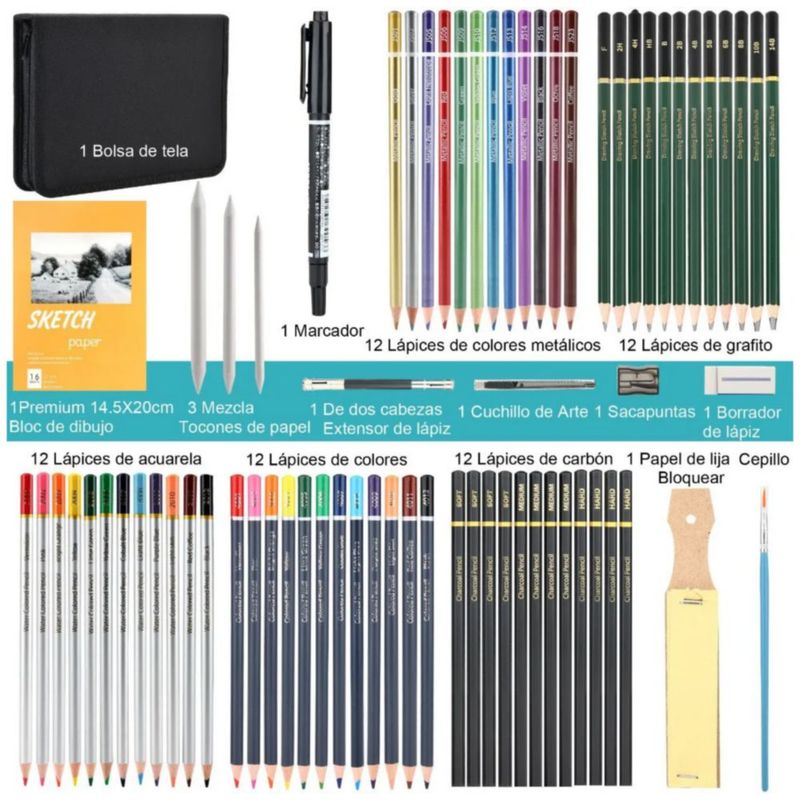 Kit de Dibujo y Arte de 72 Piezas Multicolor