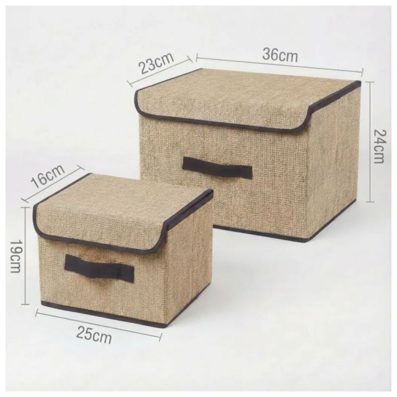 6 Cajas Organizadoras De Tela Plegable Color Café