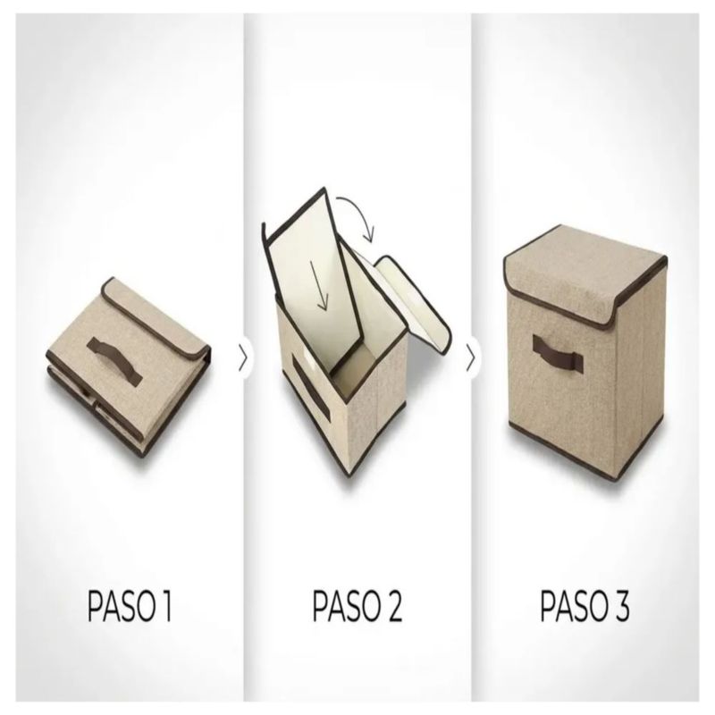 6 Cajas Organizadoras De Tela Plegable Color Café