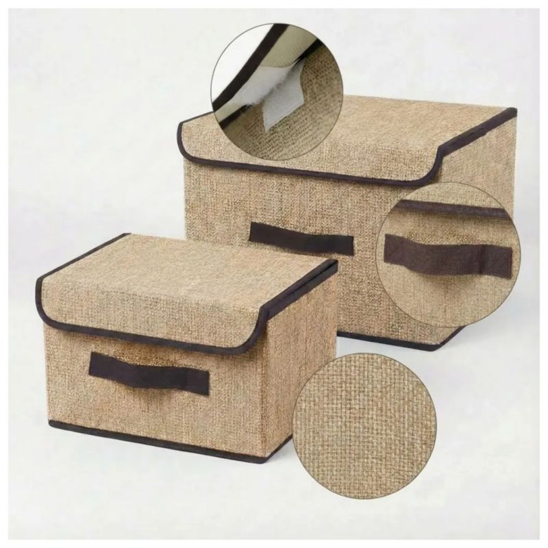 6 Cajas Organizadoras De Tela Plegable Color Café