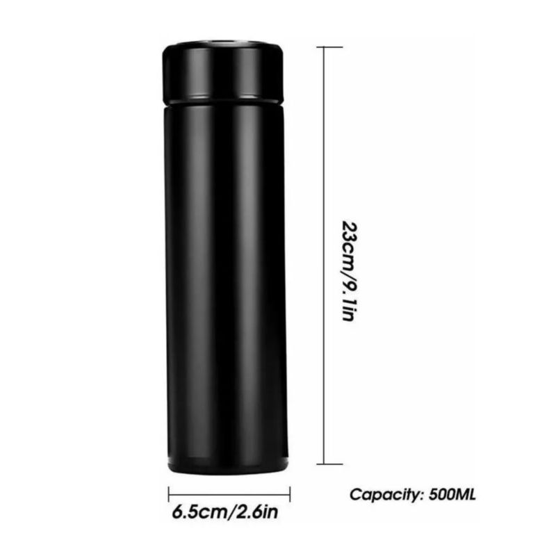 Termo Digital 500ml De Acero Inoxidable Color Negro