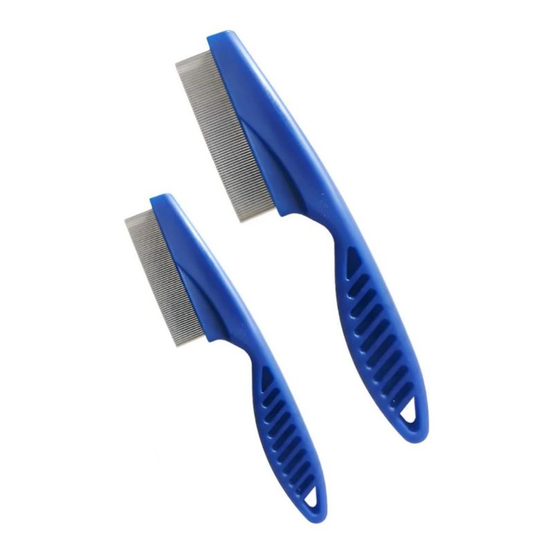 2 Peines Limpiador De pulgas para Macotas Color Azul