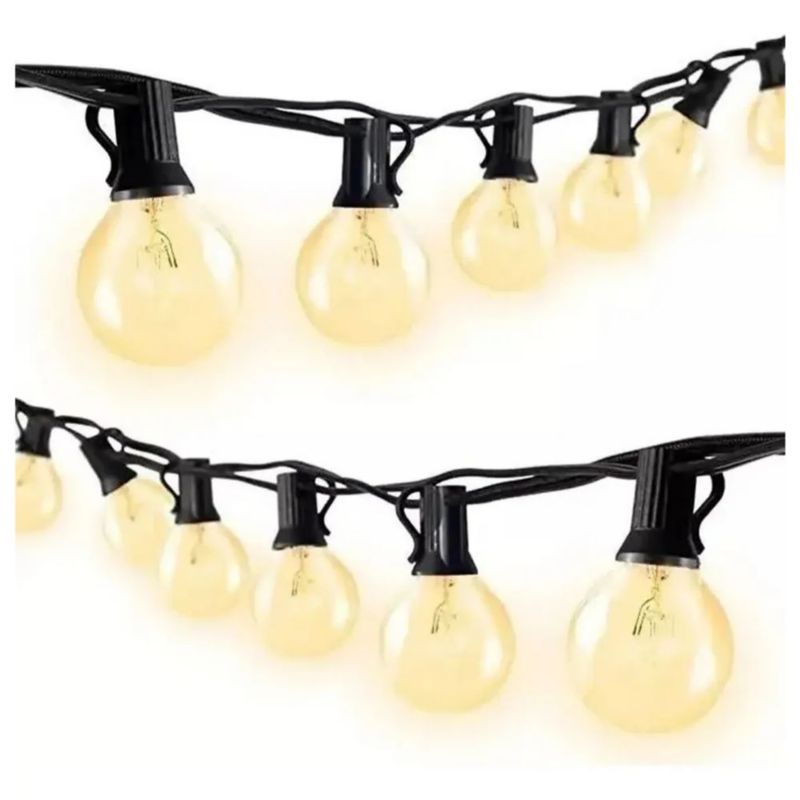 Guirnalda De Luces 25 Focos Exterior Color Negro