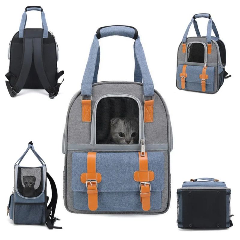 Mochila Transportadora Para Mascotas Transpirable  Color Azul