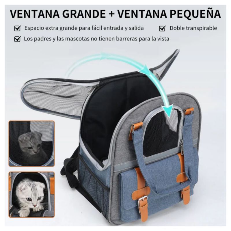 Mochila Transportadora Para Mascotas Transpirable  Color Azul