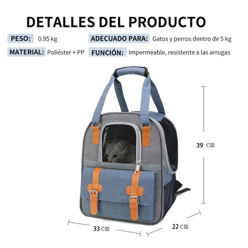 Mochila Transportadora Para Mascotas Transpirable  Color Azul
