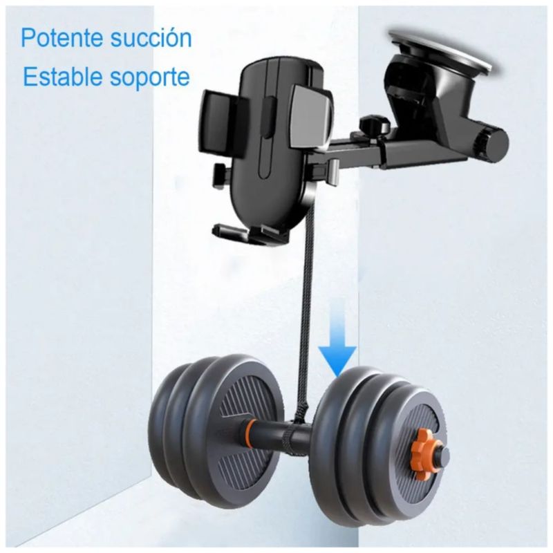 Soporte Para Celular Auto 360° Ventosa Pinza Ajustable Color Negro
