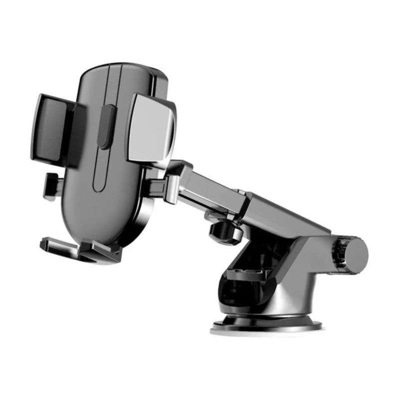 Soporte Para Celular Auto 360° Ventosa Pinza Ajustable Color Negro