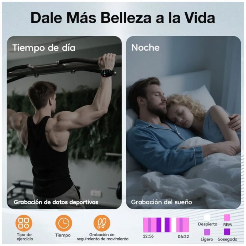 Smartwatch, Reloj Inteligente con  Bluetooth y Pantalla de 2.01" Color Negro