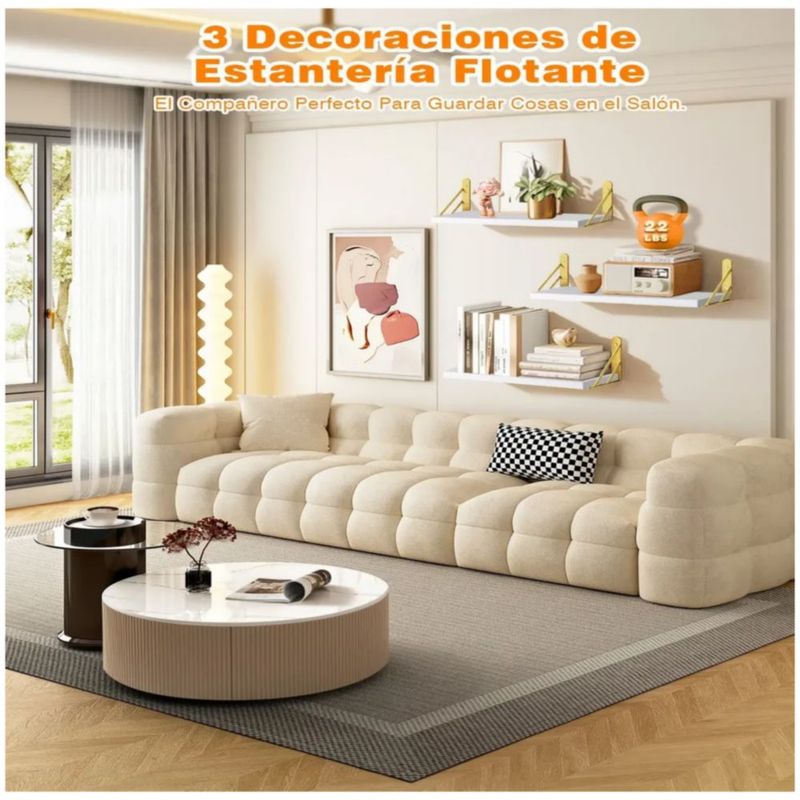 3 Repisas Flotantes de Madera Modernas Color Blanco