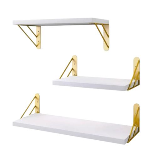 3 Repisas Flotantes de Madera Modernas Color Blanco