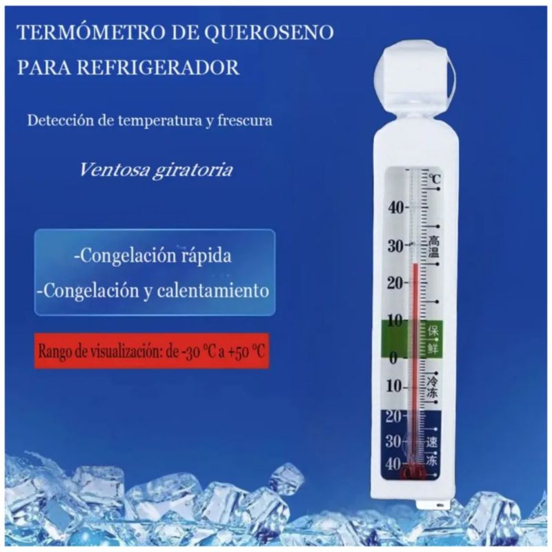 2pza Termómetros Refrigerador Congelador con Ventosa Color Blanco