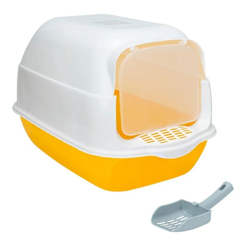 Arenero Cerrado Sanitario Para Gato Con Pala Color Naranja